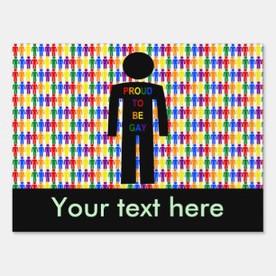 LGBTQ Gay Man Silhouette and Rainbow Men Sign