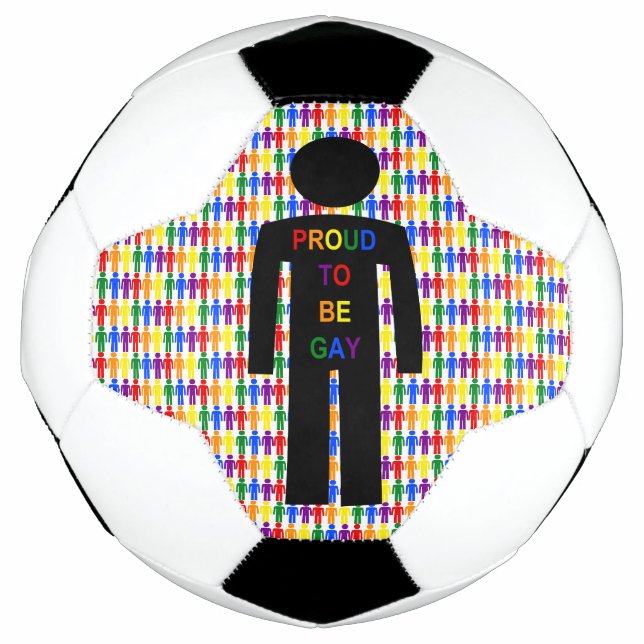 LGBTQ Gay Man Silhouette and Rainbow Men Soccer Ball (Front)