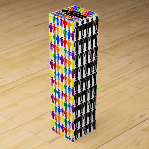 LGBTQ Gay Man Silhouette and Rainbow Men Wine Box