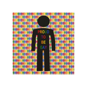 LGBTQ Gay Man Silhouette and Rainbow Men Wood Wall Art
