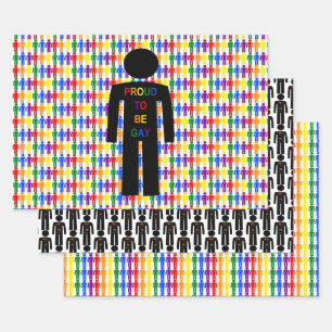LGBTQ Gay Man Silhouette and Rainbow Men Wrapping Paper Sheets