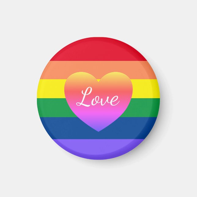 LGBTQ Gay Pride Colorful Rainbow Heart Love Magnet (Front)