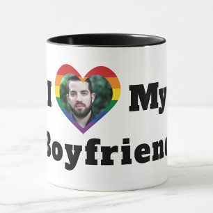 LGBTQ Gay Pride Custom Photo I Love My Boyfriend Mug