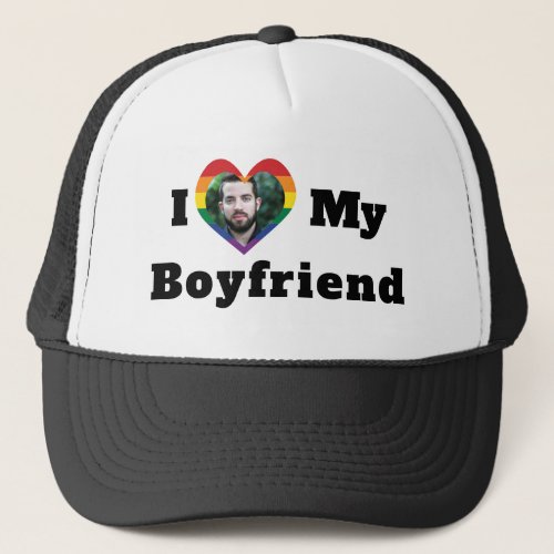 LGBTQ Gay Pride Custom Photo I Love My Boyfriend Trucker Hat