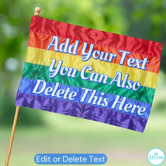 LGBTQ Gay Pride Custom Text Elegant Script Rainbow House Flag (Creator Uploaded)