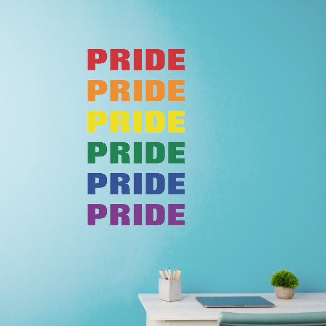  LGBTQ Gay Pride Customizable Repeated Text Wall Decal (Home Office)