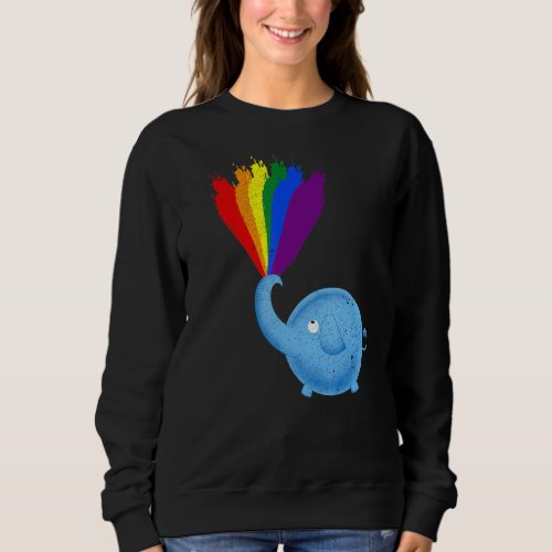 LGBTQ Gay Pride Cute Elephant Rainbow Flag Queer L Sweatshirt