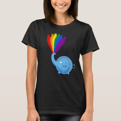 LGBTQ Gay Pride Cute Elephant Rainbow Flag Queer L T_Shirt