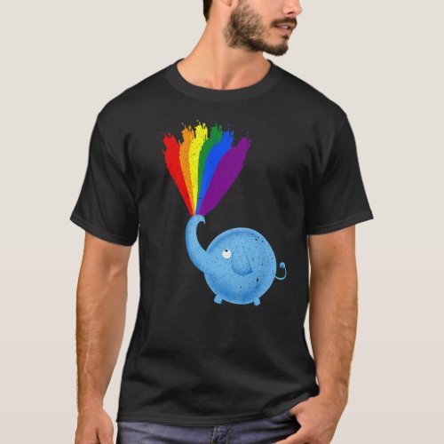 LGBTQ Gay Pride Cute Elephant Rainbow Flag Queer L T_Shirt