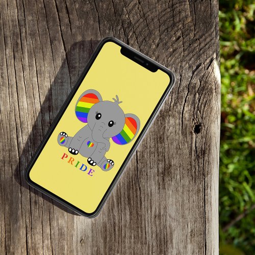 LGBTQ gay pride _ cute elephant with rainbow flag iPhone X Case
