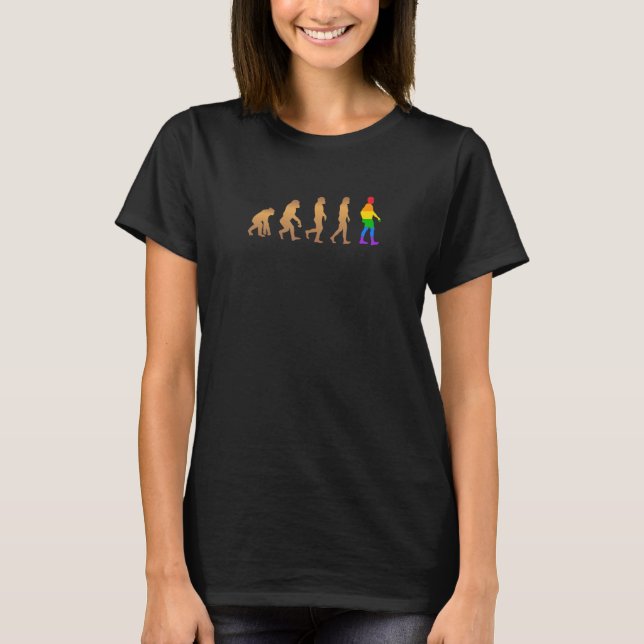 Lgbtq+ Gay Pride Evolution Of Man Rainbow Homo Sap T-Shirt (Front)