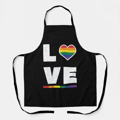 LGBTQ Gay Pride Flag Distressed Grunge Love Apron