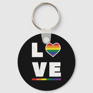 LGBTQ Gay Pride Flag Distressed Grunge Love Keychain