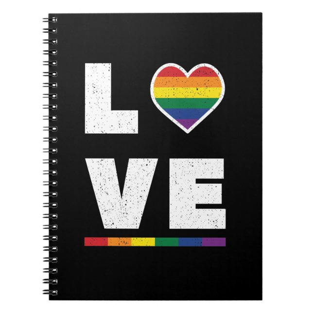 LGBTQ Gay Pride Flag Distressed Grunge Love Notebook (Front)