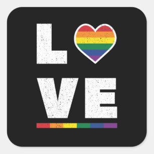 LGBTQ Gay Pride Flag Distressed Grunge Love Square Sticker