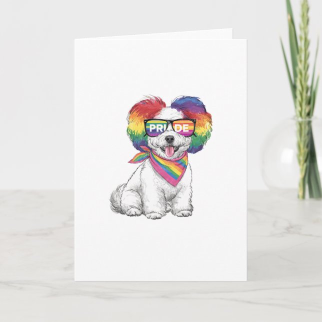 LGBTQ+ Gay Pride Greetings Card - Rainbow Pup (Front)