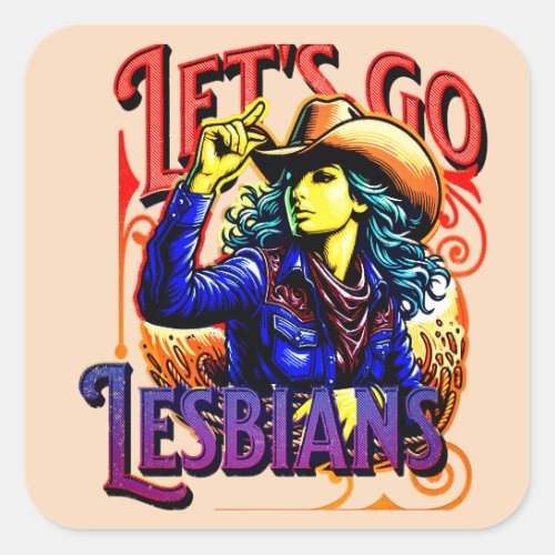 LGBTQ Gay Pride Lets Go Lesbians Square Sticker