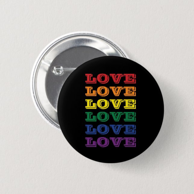 LGBTQ Gay Pride Love Customizable Repeated Text Button (Front & Back)