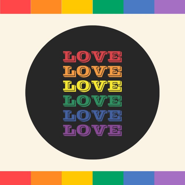 LGBTQ Gay Pride Love Customizable Repeated Text Classic Round Sticker (Creator Uploaded)
