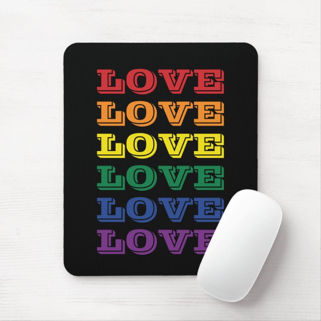 LGBTQ Gay Pride Love Customizable Repeated Text Mouse Pad (With Mouse)