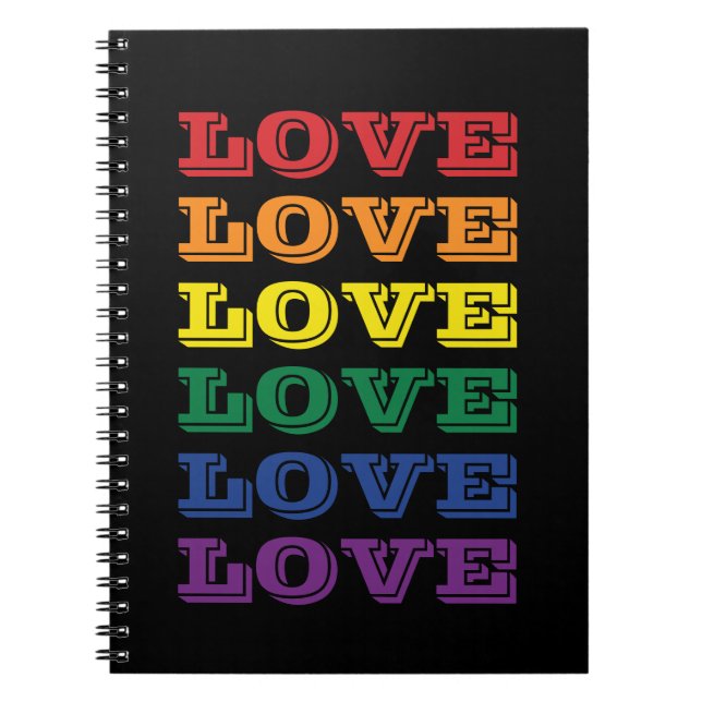 LGBTQ Gay Pride Love Customizable Repeated Text Notebook (Front)