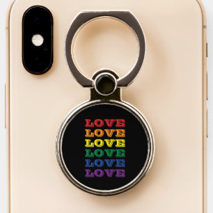 LGBTQ Gay Pride Love Customizable Repeated Text Phone Ring Stand