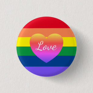 LGBTQ Gay Pride Love Rainbow Heart Button