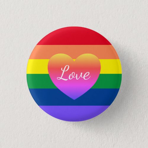 LGBTQ Gay Pride Love Rainbow Heart Button