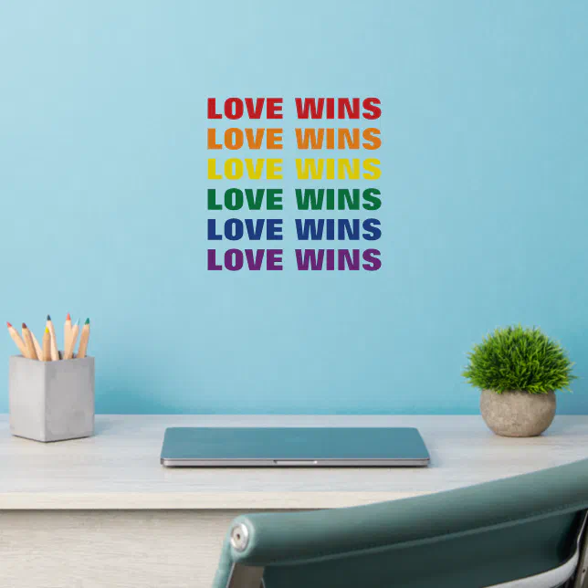 LGBTQ Gay Pride Love Wins Customizable Repeat Text Wall Decal | Zazzle