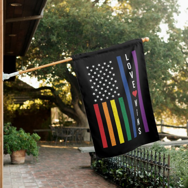 LGBTQ Gay Pride Love Wins USA American Flag (In SItu)