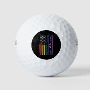 LGBTQ Gay Pride Love Wins USA American Flag Golf Balls