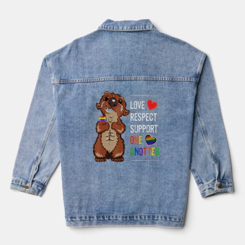 LGBTQ Gay Pride Month Love Respect Support One Ano Denim Jacket
