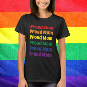 LGBTQ Gay Pride Proud Mom Repeating Text T-Shirt