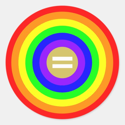 LGBTQ GAY PRIDE RAINBOW COLORS TIME FOR EQUALITY CLASSIC ROUND STICKER