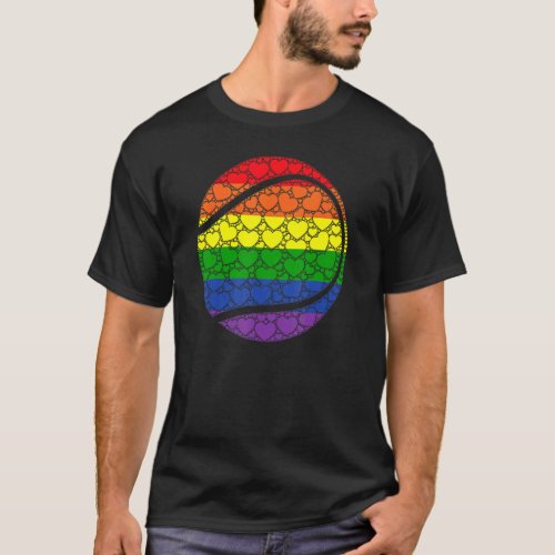 Lgbtq Gay Pride Rainbow Flag Love Hearts  Tennis B T_Shirt