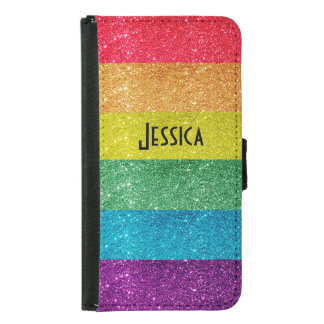 LGBTQ Gay Pride Rainbow Glitter Flag Samsung Galaxy S5 Wallet Case