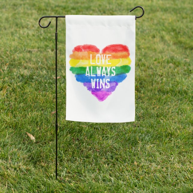 LGBTQ Gay Pride Rainbow Heart Garden Flag (In SItu)