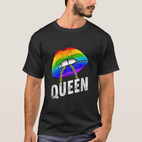 LGBTQ Gay Queen Lips Chain Gay Rights Proud Pride  T_Shirt