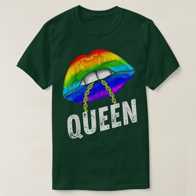 Lgbtq Gay Queen Lips Chain Gay Rights Proud Pride  T-Shirt (Design Front)