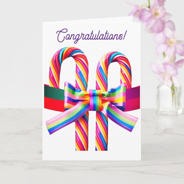 LGBTQ Gay Wedding, 5" x 7" Folded Greeting Card (Orchid)