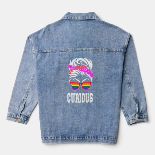 Lgbtq Girl _ Curious Girl Pride  Denim Jacket
