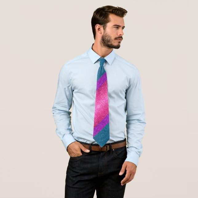 LGBTQ Glitter Bisexual Gay Pride Sparkles Neck Tie (In Situ)
