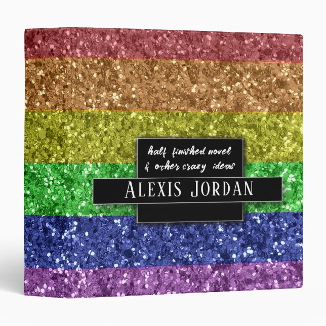 LGBTQ Glitter Sparkles Recipe Book Photo Album 3 Ring Binder (Front/Spine)