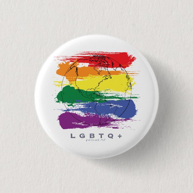 LGBTQ+ Global Proud AF Button (Front)