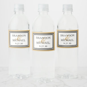 LGBTQ Gold Modern Wedding Water Bottle Label