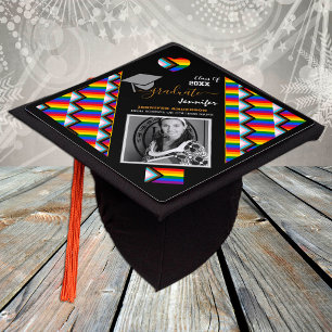LGBTQ Graduate & Rainbow Progress Flag Graduation Cap Topper