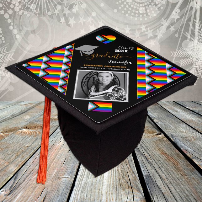 LGBTQ Graduate & Rainbow Progress Flag Graduation Cap Topper (Creator Uploaded)