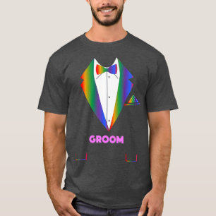LGBTQ Groom   Tuxedo Rainbow Gay Pride Lesbian T-Shirt