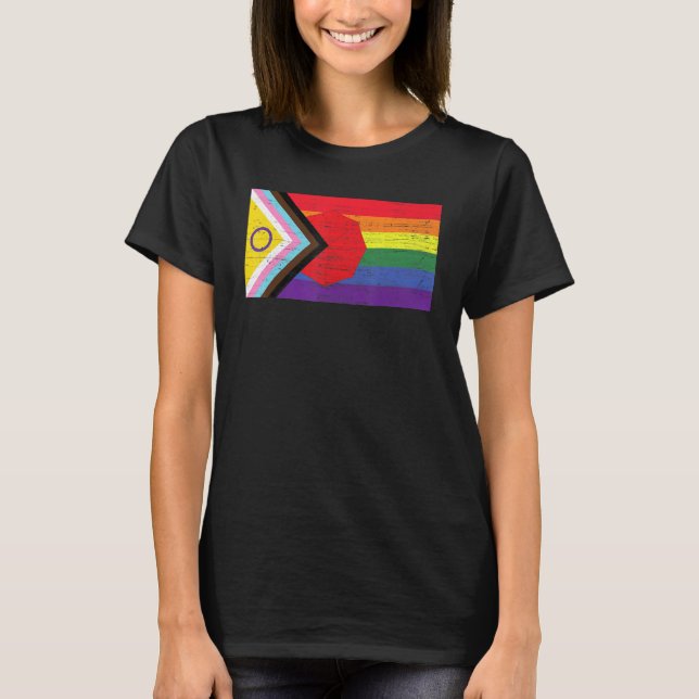LGBTQ+ Grunge Flag Inclusive Progressive Pride Fla T-Shirt (Front)