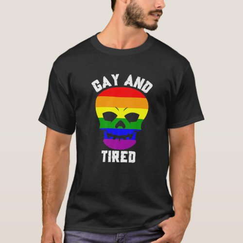 LGBTQ Halloween Costume Lesbian Rainbow Skull Gay T_Shirt